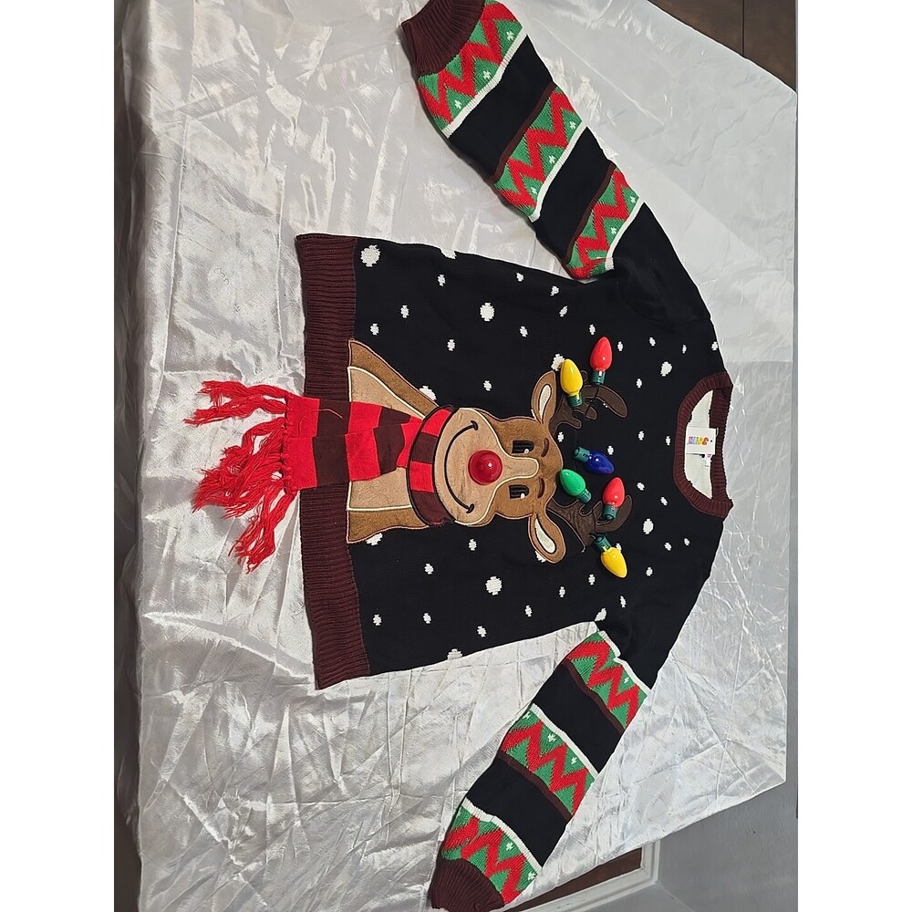 JOYIN Womens Light Up Reindeer Ugly Christmas Sweater Built-in Light Bulbs L